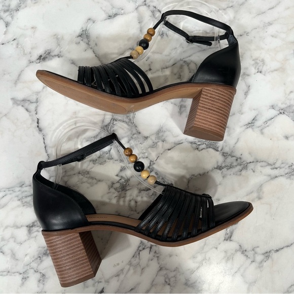 Lucky Brand Women's Sylvesha Beaded T-Strap Sandal Block Heels Black Size 9.5 - Picture 6 of 11